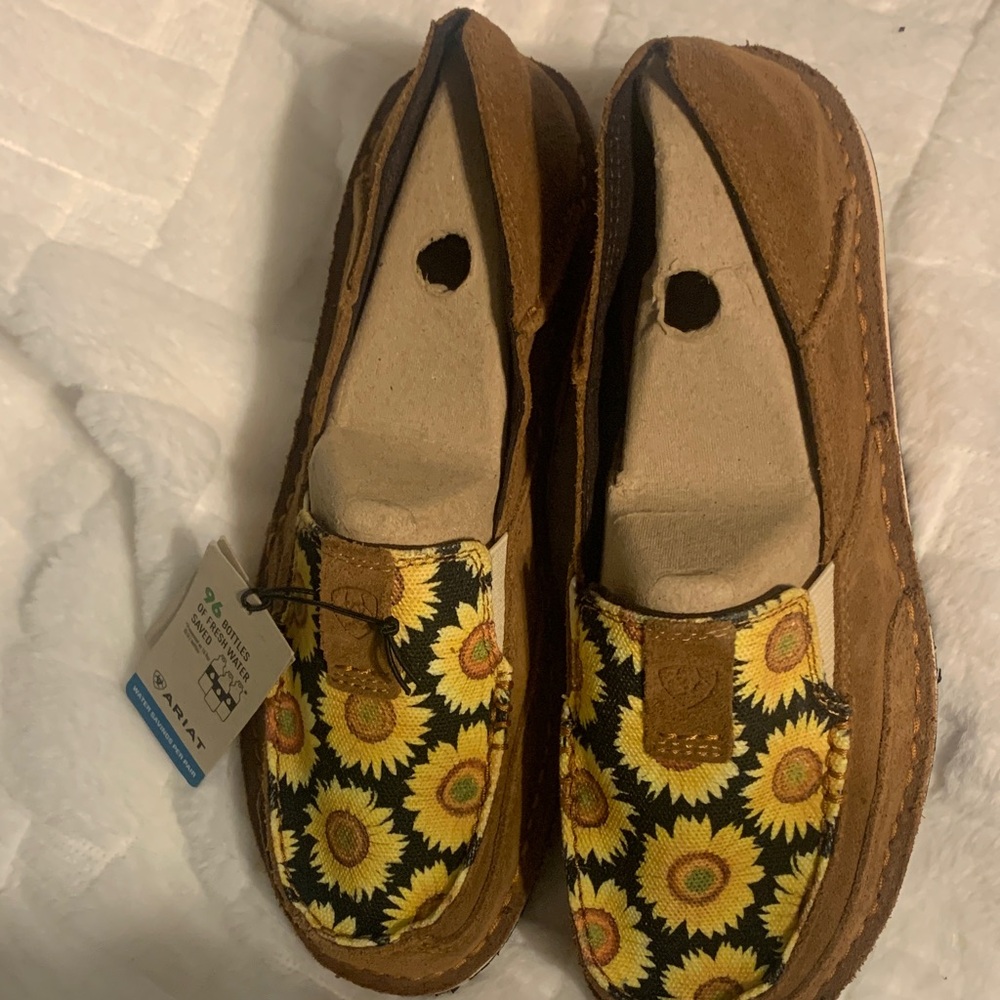 Ariat Brown and Yellow Sunflower Flats